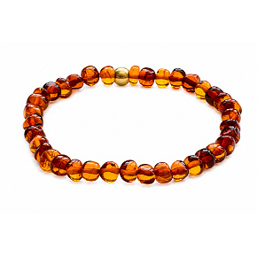 Bernstein Baltic cognac Armband elastisch natürlich, Nugget unregelmäßig ca. 5 mm / 16 - 17 cm, steifes Sonnenlicht