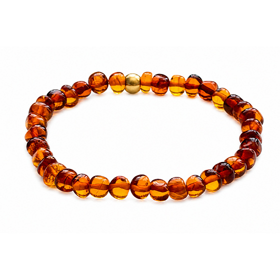 Bernstein Baltic cognac Armband elastisch natürlich, Nugget unregelmäßig ca. 5 mm / 16 - 17 cm, steifes Sonnenlicht