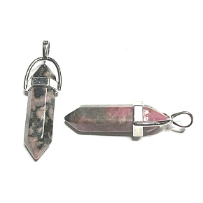 Rodonit Pendel Sechseck-Anhänger Naturstein 41 x 13 mm, Stein der Vergebung