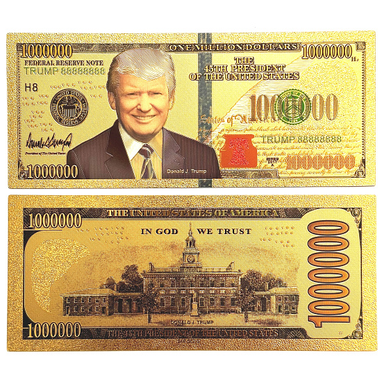 Talisman Gold Kunststoff-Banknote 1 00 000 USD