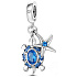 Charm Sterlingsilber 925 Meeresschildkröte, Seestern 2-in-1, Anhänger für Armband Meer