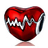 Charme Sterling Silber 925 Heartbeat rote Glasur Perle auf Armband Liebe