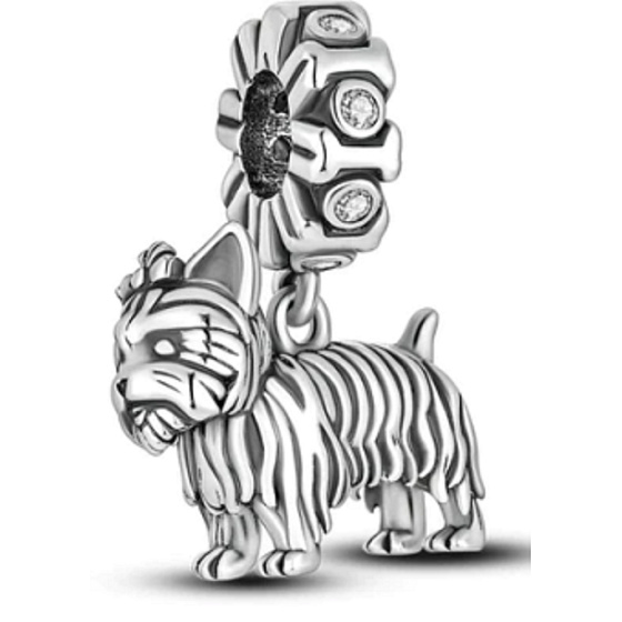 Charm Sterlingsilber 925 Hund - Yorkshire Terrier - Yorkie, Anhänger für Armband Tier