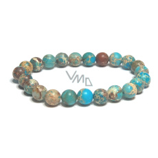 Jaspis / Regalit Imperial Sea Sediment Türkis Armband elastisch gemischtes Mineral, Kugel 8 mm / 16 - 17 cm Jaspis / Regalit Imperial Sea Sediment Türkis Armband elastisch gemischtes Mineral, Kugel 8 mm / 16 - 17 cm