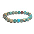 Jaspis / Regalit Imperial Sea Sediment Türkis Armband elastisch gemischtes Mineral, Kugel 8 mm / 16 - 17 cm