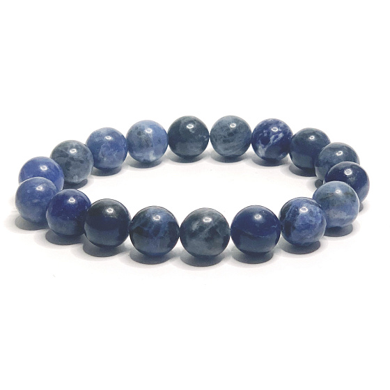 Sodalith-Armband elastisch Naturstein, Kugel 10 mm / 16 - 17 cm, Stein Kommunikation