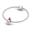 Sterling Silber 925 Weihnachtsmann mit roter Mütze, Weihnachtsarmband Perle
