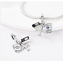 Charm Sterling Silber 925 Reisepass, Flugzeug, Kamera 3in1, Reise-Armband Anhänger