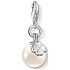 Charm Sterling Silber 925 Perle mit vierblättrigem Kleeblatt, Karabinerverschluss, Armband Anhänger Symbol