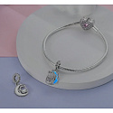 Charm Sterling Silber 925 Luminous - Familienwurzeln, zwei Schwestern und eine Mondsichel, die im Dunkeln leuchtet, wechselnde Farben, Familienarmband-Anhänger