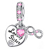 Charm Sterlingsilber 925 Schwestern für immer doppeltes Herz und Unendlichkeit, 3-in-1 Anhänger für Armband Liebe