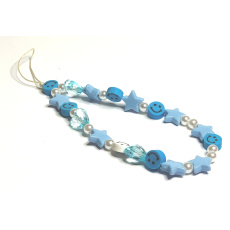 Anti-Verlust-Handy-Anhänger mit Perlen, Smiley, Sterne, Umfang 26,5 cm