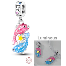Sterling Silber 925 Luminous - Tierkreiszeichen Fische, Armband-Anhänger