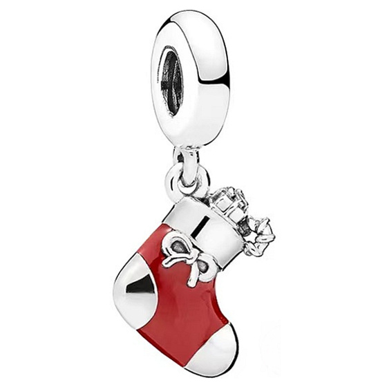 Charm Sterling Silber 925 Weihnachtsstrumpf, Weihnachtsarmband-Anhänger