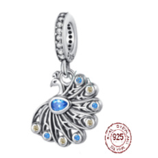 Charms Sterling Silber 925 Pfau, Tierarmband Anhänger