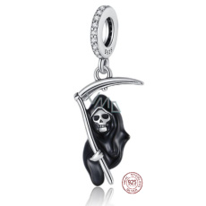 Charms Sterling Silber 925 Tod mit Sense, Halloween Armband Anhänger Charms Sterling Silber 925 Tod mit Sense, Halloween Armband Anhänger