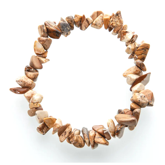 Jaspis Bild Armband elastisch gehackten Naturstein 19 cm, Stein der positiven Energie