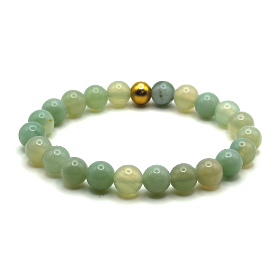 Chalcedon-Armband elastisch Naturstein, Kugel 8 mm / 16-17 cm, Stein "Liebe, Freude"