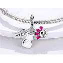 Sterling Silber 925 Katze, Pfote, Fisch - Miau, 3in1 Anhänger für Haustierarmband
