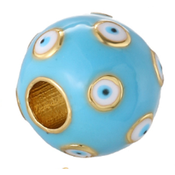 Emailleperle mit blauem Auge, Armband-Anhänger 10 mm 1 Stück