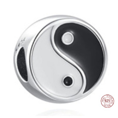 Sterling Silber 925 Yin und Yang Perle auf Armband Symbol