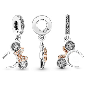 Charm Sterling Silber 925 Disney Stirnband Minnie Mouse, Film-Armband-Anhänger