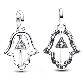 Charm Sterlingsilber 925 Mini-Medaillon Hand der Fatima, Anhänger für Armband Symbol