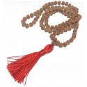 108 Mala Shiva Rudraksha, Meditationsschmuck, natürliche indische Samen, geknotet, elastisch, handgefertigt, Quaste 8 cm, Perle 7-8 mm