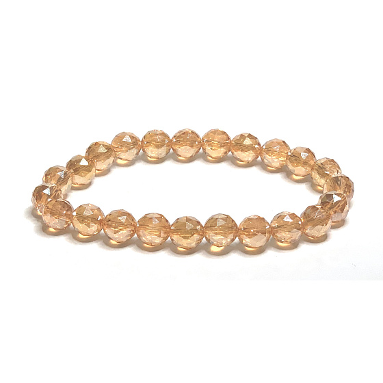 Crystal Aqua Aura Gold Farbe Facette semi-metallischen Finish, Armband elastisch Naturstein, Perle 8 mm / 16 - 17 cm, Stein Steine