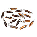 Tigerauge Pendel Sechseck Anhänger Naturstein 41 x 13 mm, Stein der Sonne und Erde, bringt Glück und Reichtum