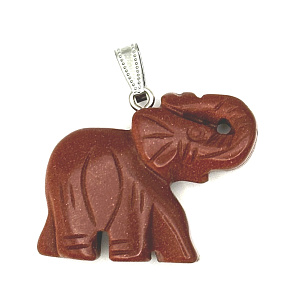 Goldstein Gold Elefant Anhänger Kunststein, handgeschliffene Figur 3,2 x 4 cm, Stein des Anstoßes