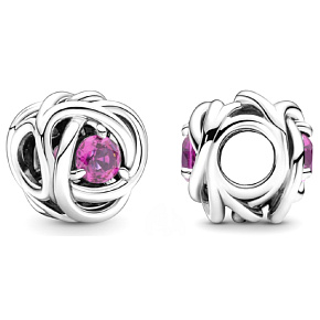 Charme Sterling Silber 925 Unendlicher Kreis der Ewigkeit Oktober rosa, Perle für Armband
