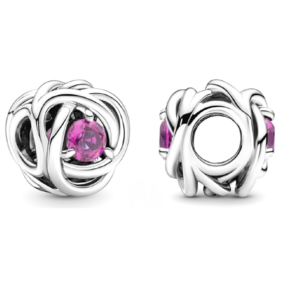 Charme Sterling Silber 925 Unendlicher Kreis der Ewigkeit Oktober rosa, Perle für Armband
