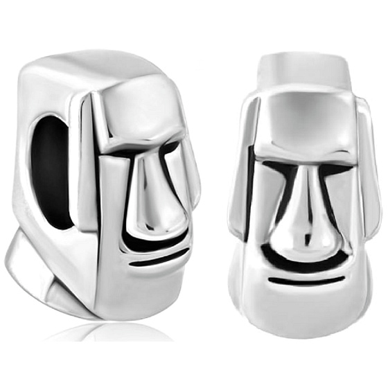 Charme Sterling Silber 925 Osterinsel Moai Statue, Perle auf Reise Armband
