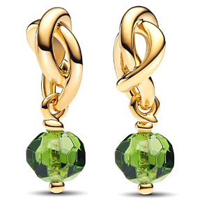 Charm Sterlingsilber 925 Geflochtener facettierter Ewigkeitkreis hellgrün, Anhänger für Armband Symbol August