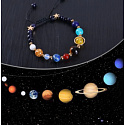 Chakra-Armband - Planeten des Sonnensystems, Naturstein, handgestrickt, größenverstellbar