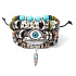 Mehrschichtiges Lederarmband, blaues Augensymbol, größenverstellbare Feder
