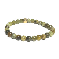 Granat Tsavorit grün Armband elastisch Naturstein, Kugel 6 mm / 16-17 cm, Gärtner Maskottchen