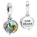 Sterling Silber 925 I Love Brazil - Brasilianischer Strand, 2in1 Reise-Armband-Anhänger