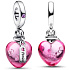 Charms Sterling Silber 925 Mysteriöses Herz mit rotem Muranoglas Liebestrank, Anhänger für Armband