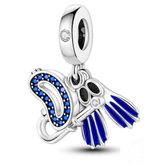 Charm Sterlingsilber 925 Tauchen, Schnorcheln, 3-in-1 Anhänger für Armband Sport