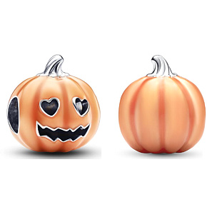 Charm Sterling Silber 925 Leuchtender Kürbis - Glow in the Dark, Halloween Armband Perle
