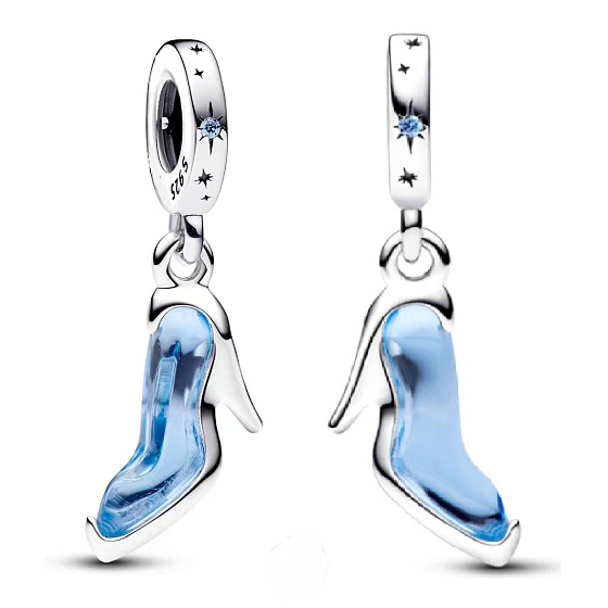 Charm Sterling Silber 925 Disney Cinderella, Glaspantoffel, Film-Armband-Anhänger