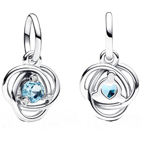 Charme Sterling Silber 925 Aqua Kreis der Ewigkeit März, Anhänger am Armband Symbol