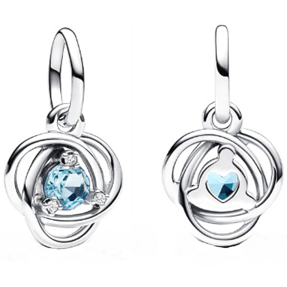 Charme Sterling Silber 925 Aqua Kreis der Ewigkeit März, Anhänger am Armband Symbol