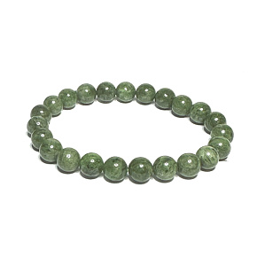 Diopsid-Armband elastischer Naturstein, Kugel 8 mm / 16-17 cm, doppelter Reinigungsstein