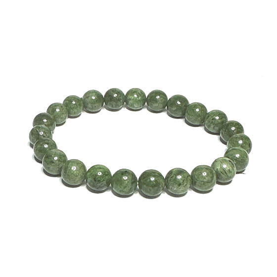 Diopsid-Armband elastischer Naturstein, Kugel 8 mm / 16-17 cm, doppelter Reinigungsstein