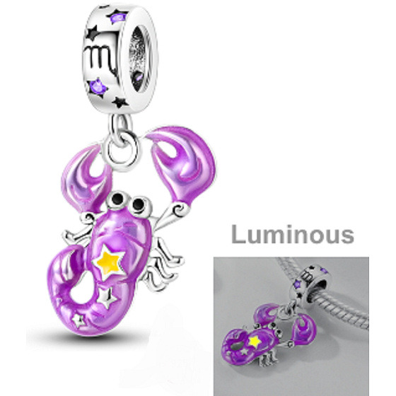 Sterling Silber 925 Luminous - Tierkreiszeichen Skorpion, Armband-Anhänger