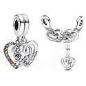 Charms Sterling Silber 925 Freundschaft teilbarer Anhänger Puzzle 2in1, Liebe