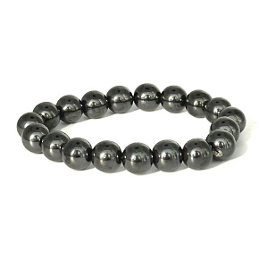 Magnetovec Schlankheits-Magnetarmband elastisch Naturstein, Kugel 10 mm / 16 - 17 cm